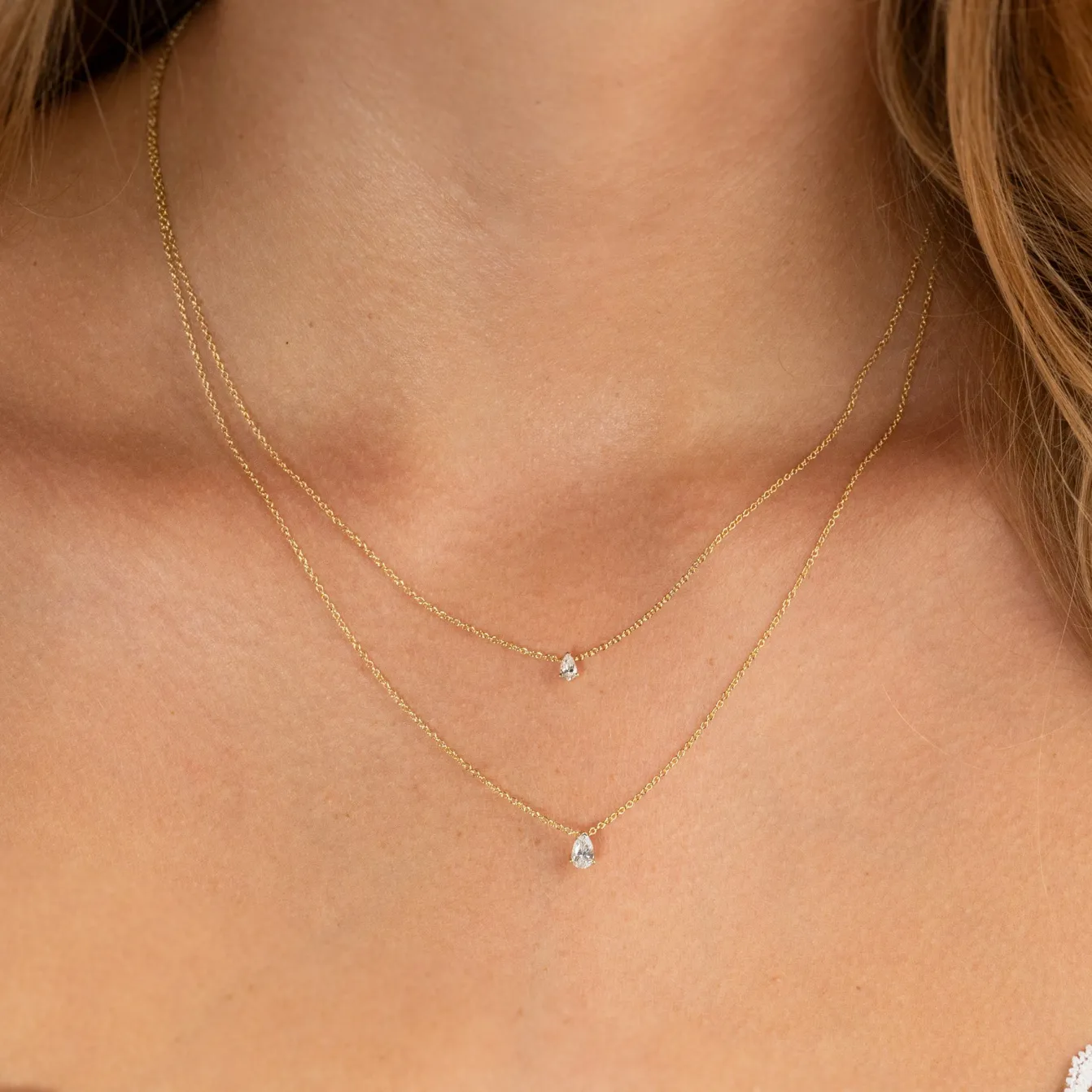 SOLITAIRE PEAR DIAMOND PENDANT - 0.12ct - YG