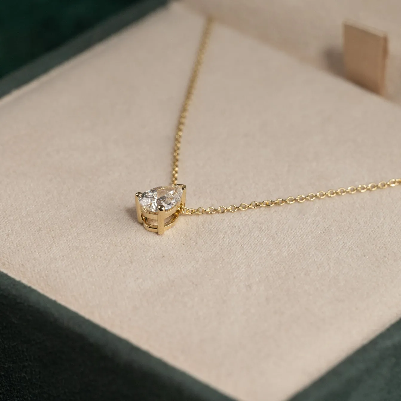 SOLITAIRE PEAR DIAMOND PENDANT - 0.65ct - YG