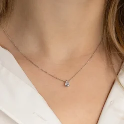 SOLITAIRE PEAR DIAMOND PENDANT - 0.45ct - WG