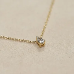SOLITAIRE PEAR DIAMOND PENDANT - 0.12ct - YG