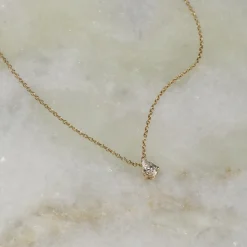SOLITAIRE PEAR DIAMOND PENDANT - 0.25ct - YG