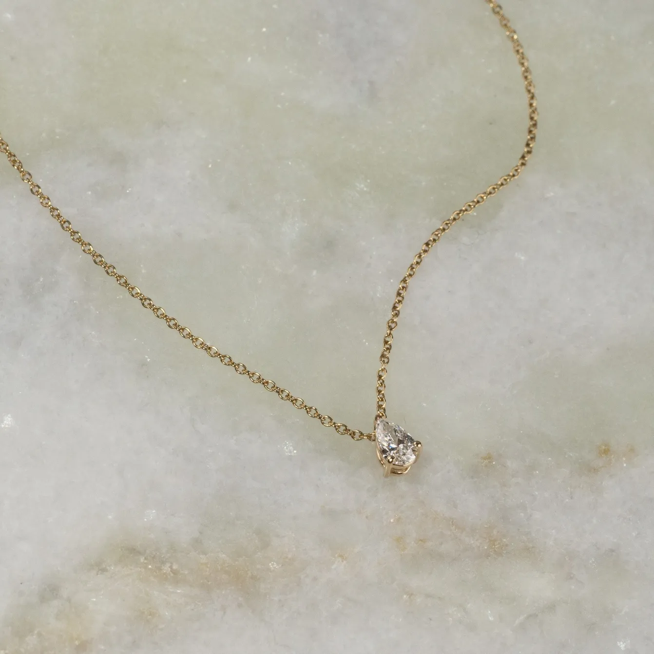 SOLITAIRE PEAR DIAMOND PENDANT - 0.25ct - YG
