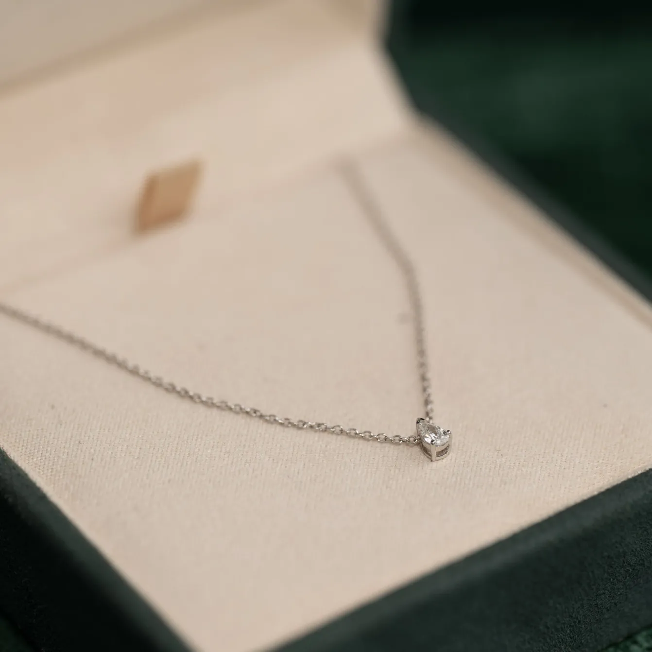 SOLITAIRE PEAR DIAMOND PENDANT - 0.12ct - WG