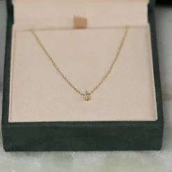 SOLITAIRE PEAR DIAMOND PENDANT - 0.12ct - YG