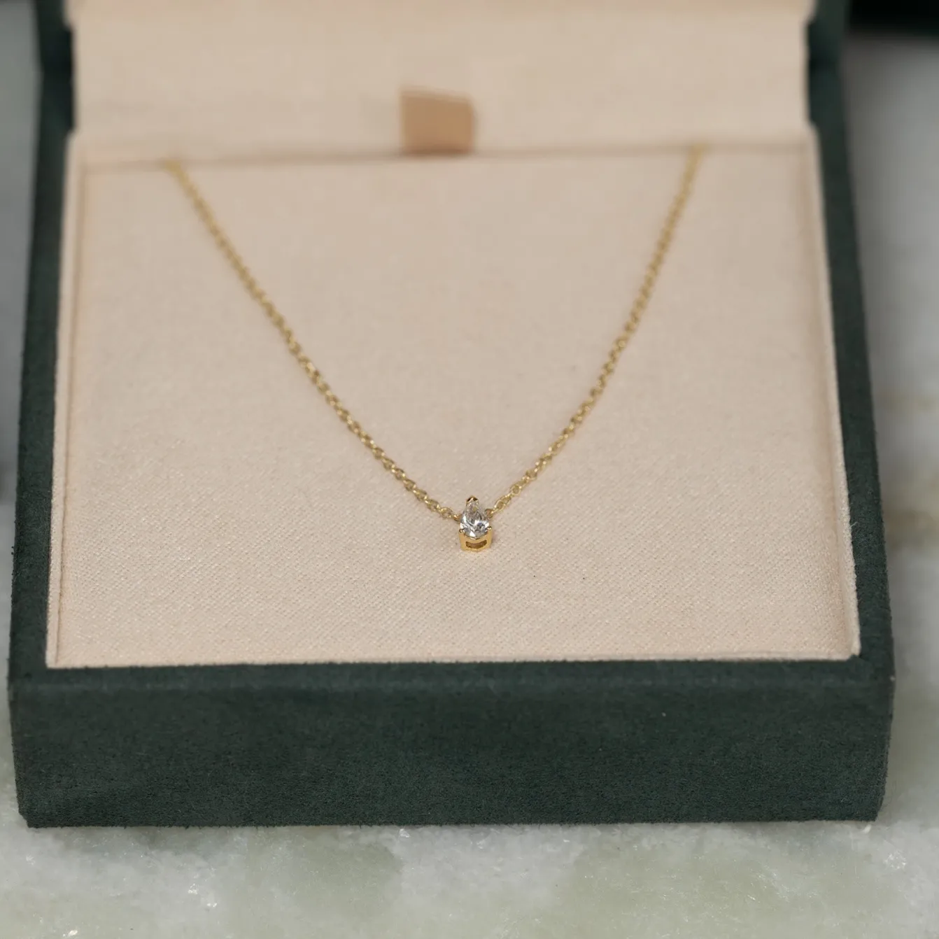 SOLITAIRE PEAR DIAMOND PENDANT - 0.12ct - YG