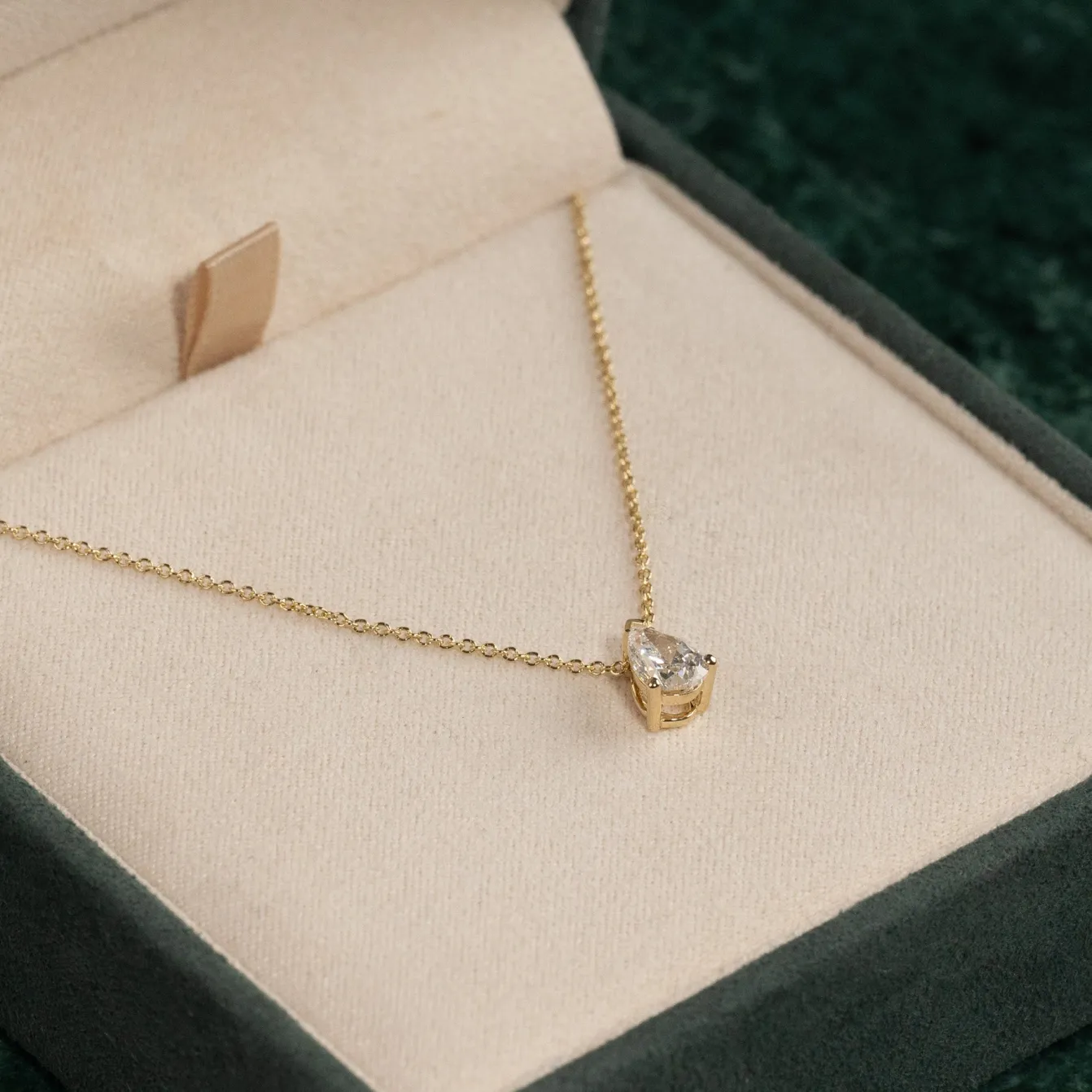 SOLITAIRE PEAR DIAMOND PENDANT - 0.65ct - YG