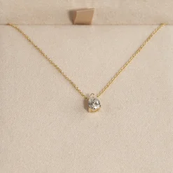 SOLITAIRE PEAR DIAMOND PENDANT - 0.45ct - YG