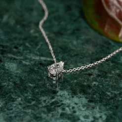 SOLITAIRE PEAR DIAMOND PENDANT - 0.65ct - WG