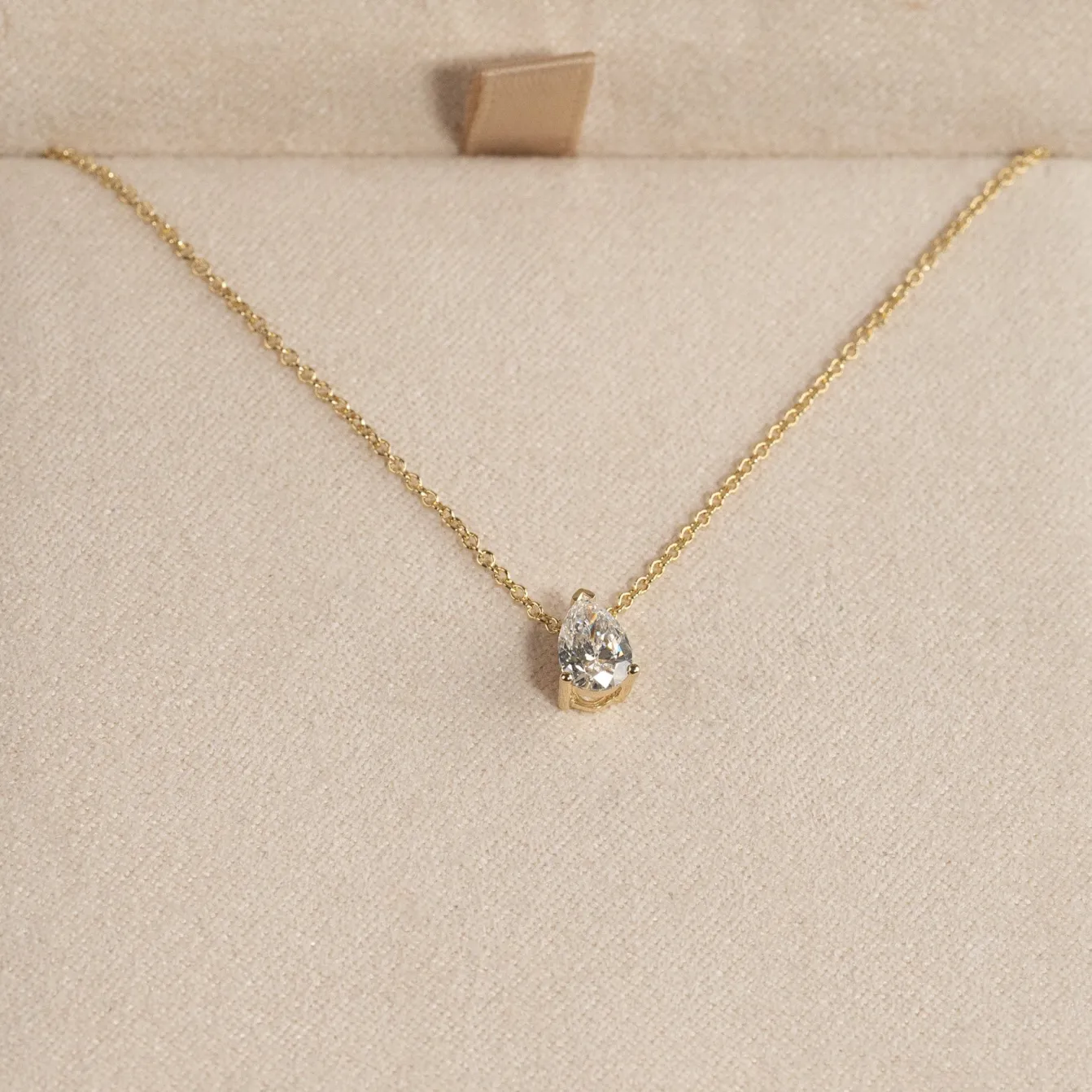 SOLITAIRE PEAR DIAMOND PENDANT - 0.45ct - YG