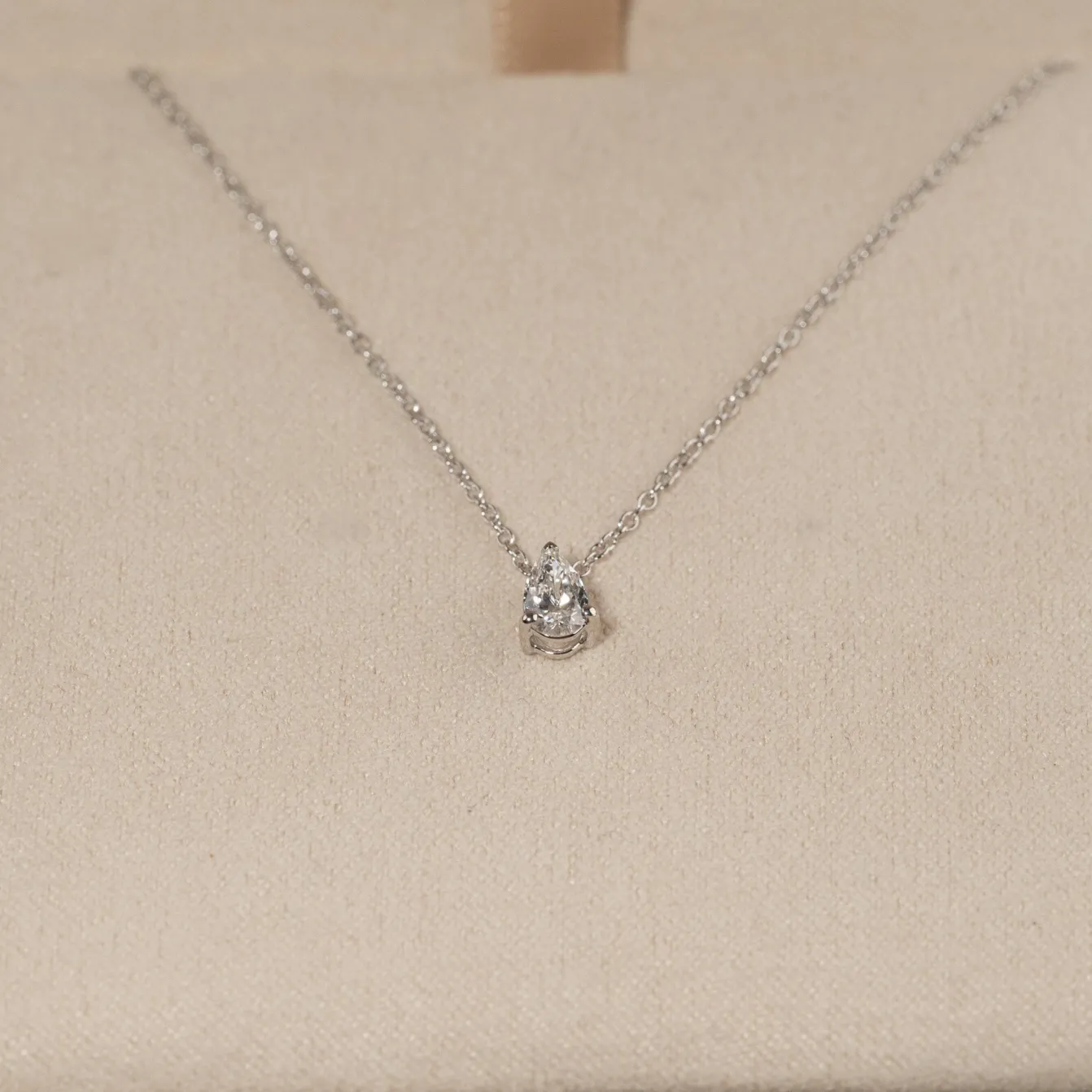 SOLITAIRE PEAR DIAMOND PENDANT - 0.25ct - WG