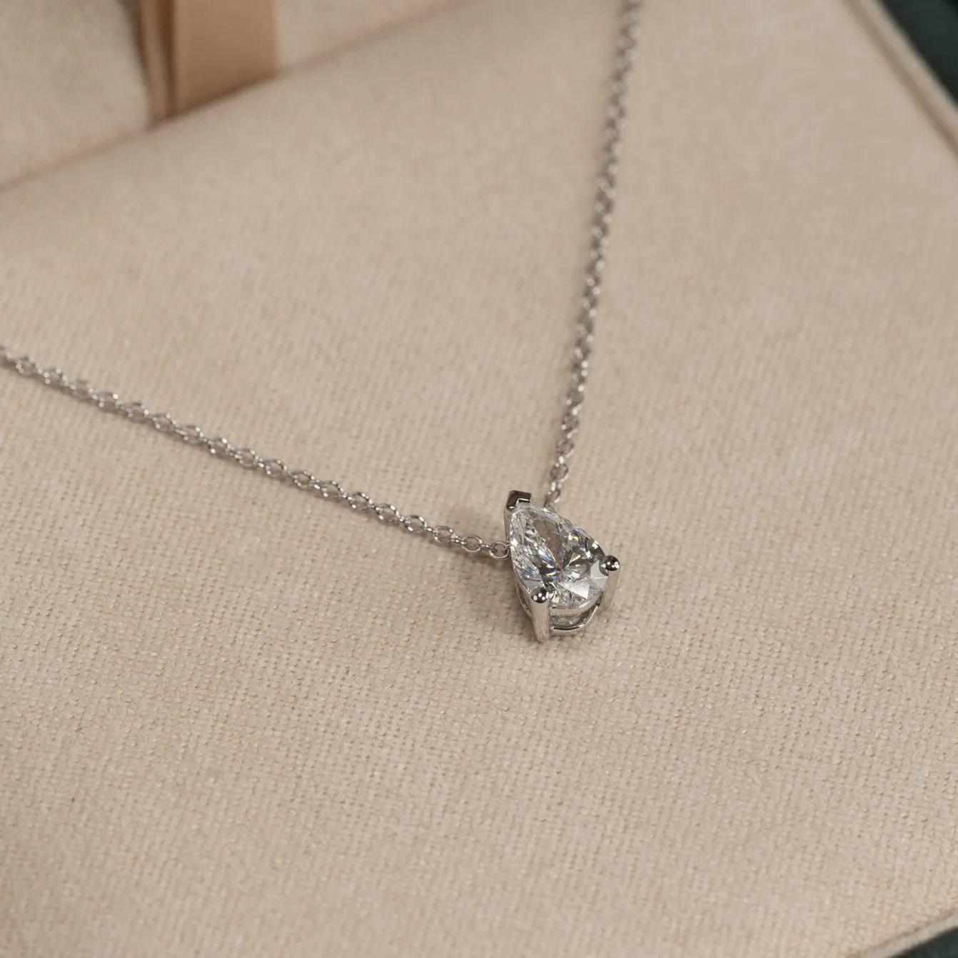 SOLITAIRE PEAR DIAMOND PENDANT - 0.65ct - WG