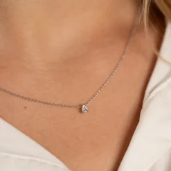 SOLITAIRE PEAR DIAMOND PENDANT - 0.12ct - WG