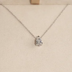 SOLITAIRE PEAR DIAMOND PENDANT - 0.45ct - WG