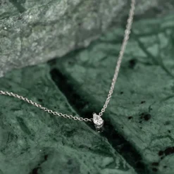 SOLITAIRE PEAR DIAMOND PENDANT - 0.12ct - WG