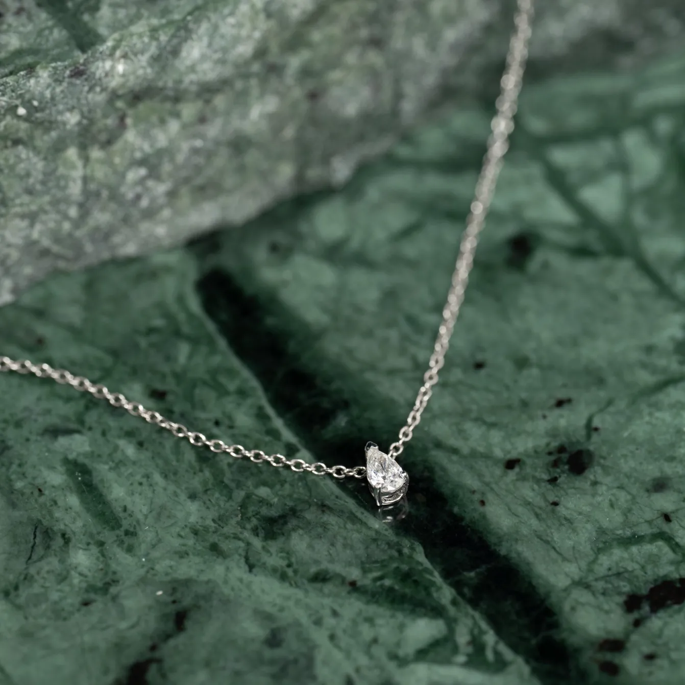 SOLITAIRE PEAR DIAMOND PENDANT - 0.12ct - WG