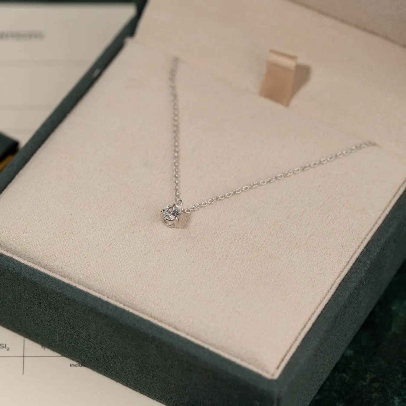 SOLITAIRE PEAR DIAMOND PENDANT - 0.25ct - WG