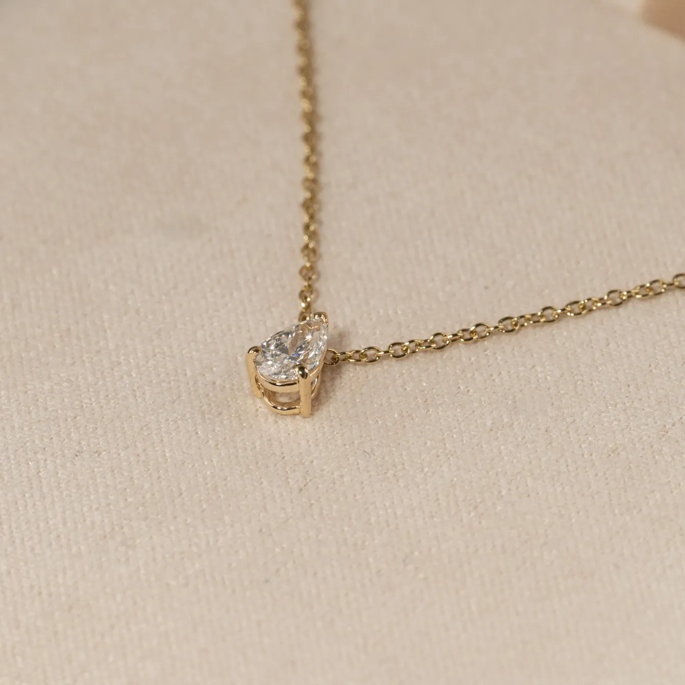 SOLITAIRE PEAR DIAMOND PENDANT - 0.25ct - YG