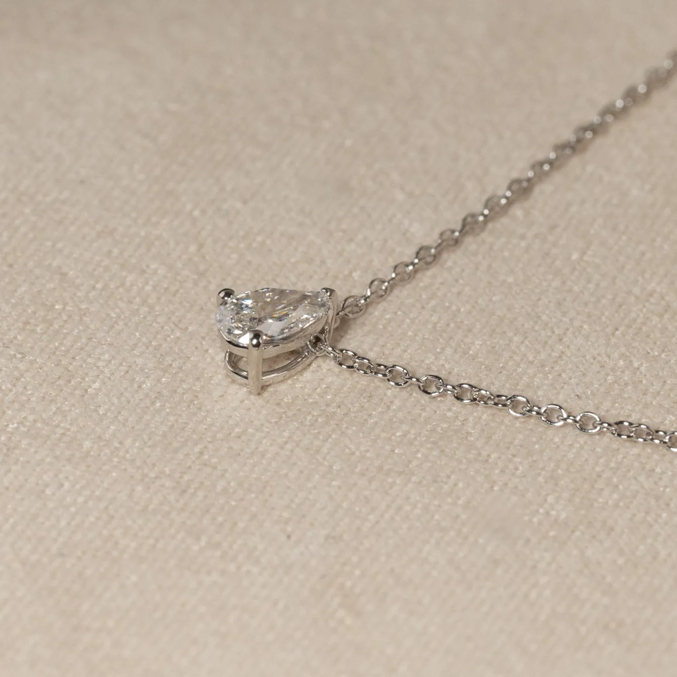 SOLITAIRE PEAR DIAMOND PENDANT - 0.25ct - WG