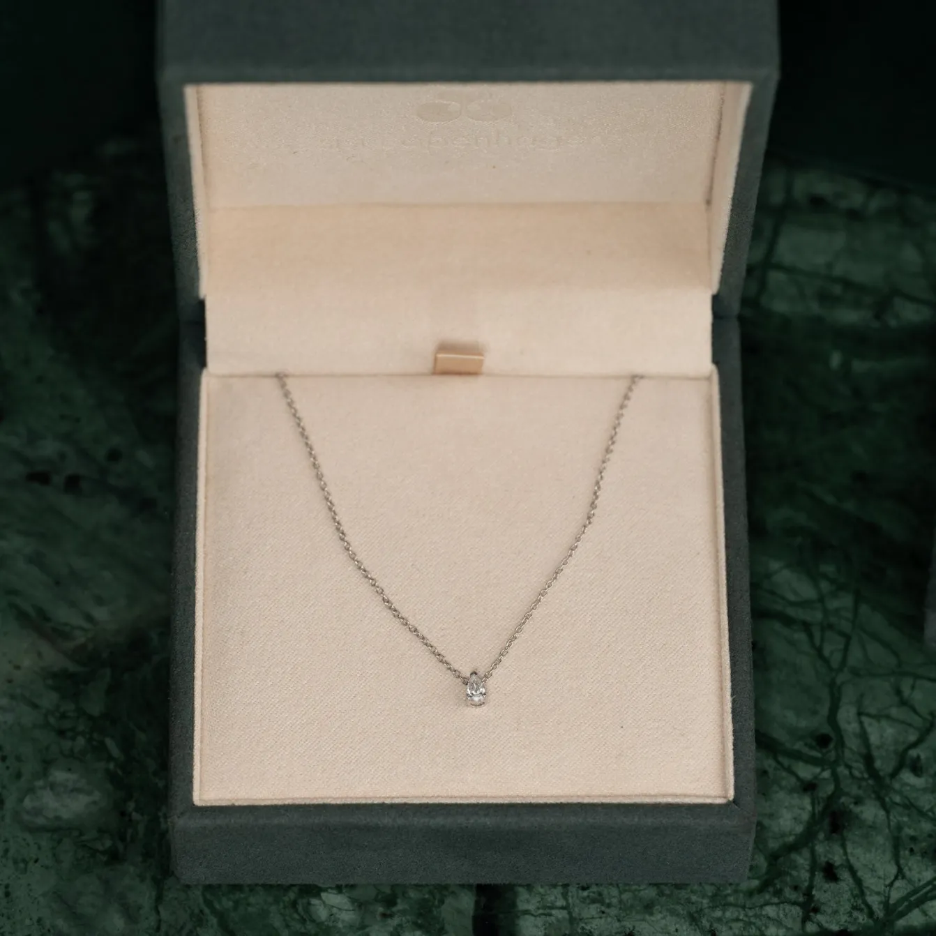 SOLITAIRE PEAR DIAMOND PENDANT - 0.12ct - WG