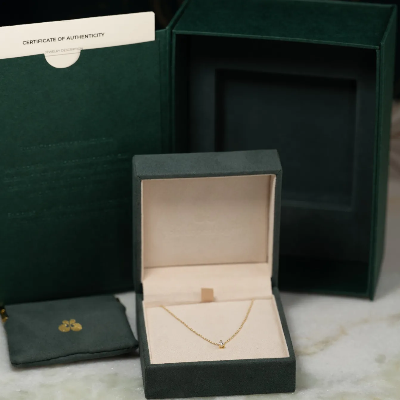 SOLITAIRE PEAR DIAMOND PENDANT - 0.12ct - YG