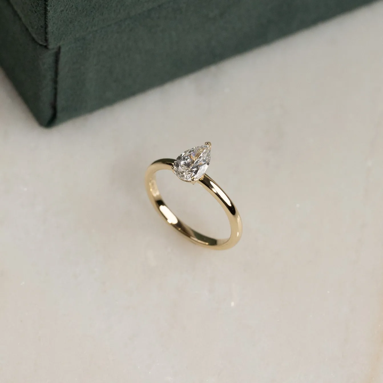 SOLITAIRE PEAR DIAMOND RING - 0.75ct - YG