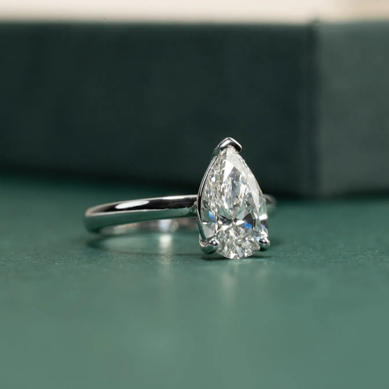 SOLITAIRE PEAR DIAMOND RING - 2.0ct - WG