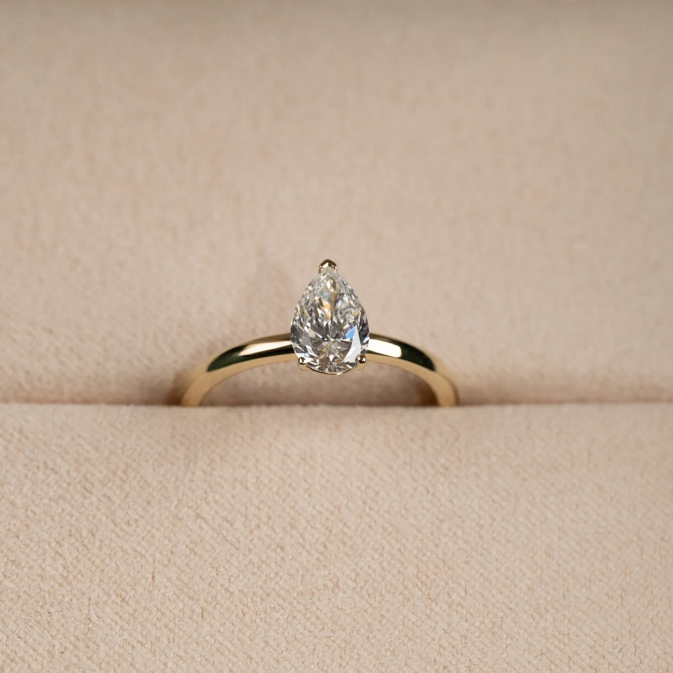 SOLITAIRE PEAR DIAMOND RING - 0.75ct - YG