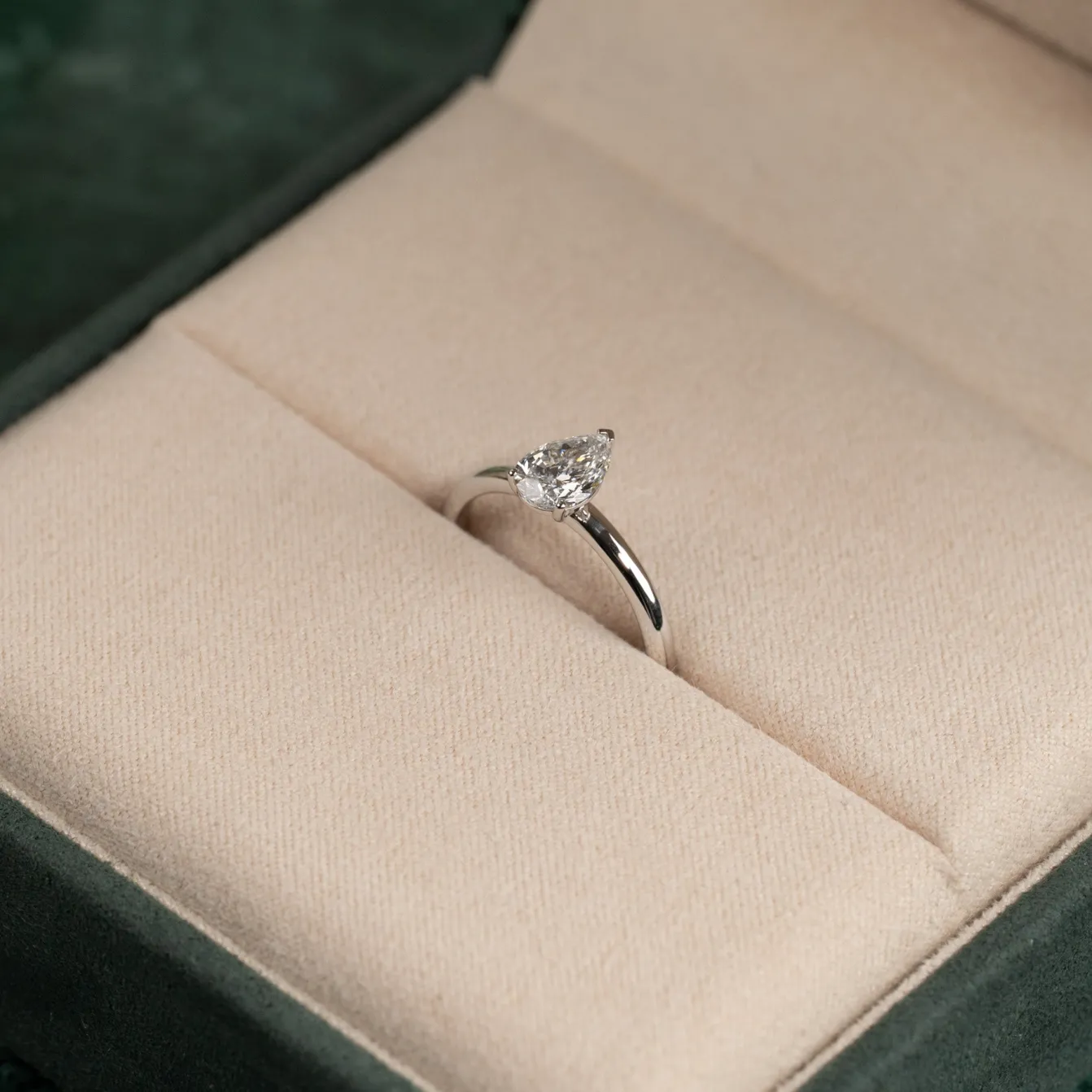 SOLITAIRE PEAR DIAMOND RING - 0.75ct - WG