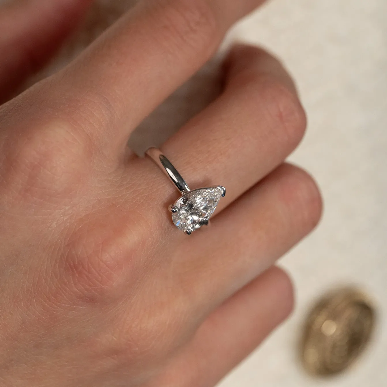 SOLITAIRE PEAR DIAMOND RING - 2.0ct - WG