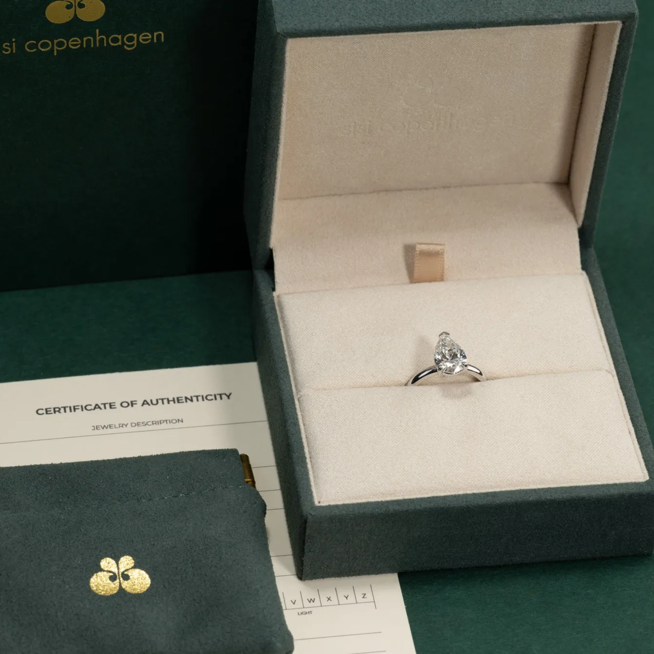 SOLITAIRE PEAR DIAMOND RING - 2.0ct - WG
