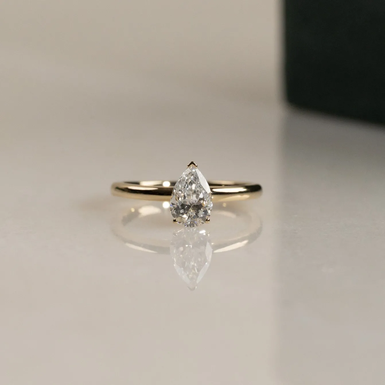 SOLITAIRE PEAR DIAMOND RING - 0.75ct - YG