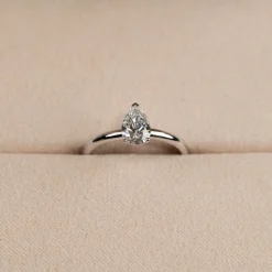 SOLITAIRE PEAR DIAMOND RING - 0.75ct - WG