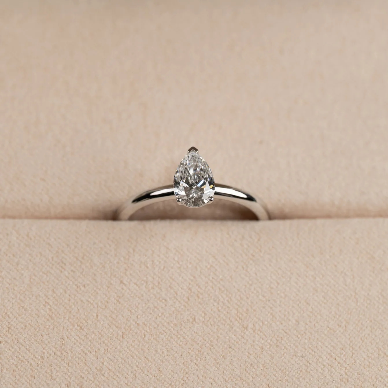 SOLITAIRE PEAR DIAMOND RING - 0.75ct - WG