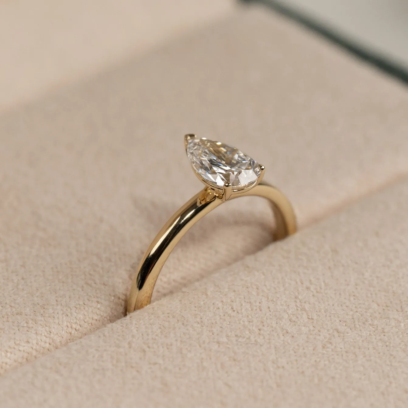 SOLITAIRE PEAR DIAMOND RING - 0.75ct - YG