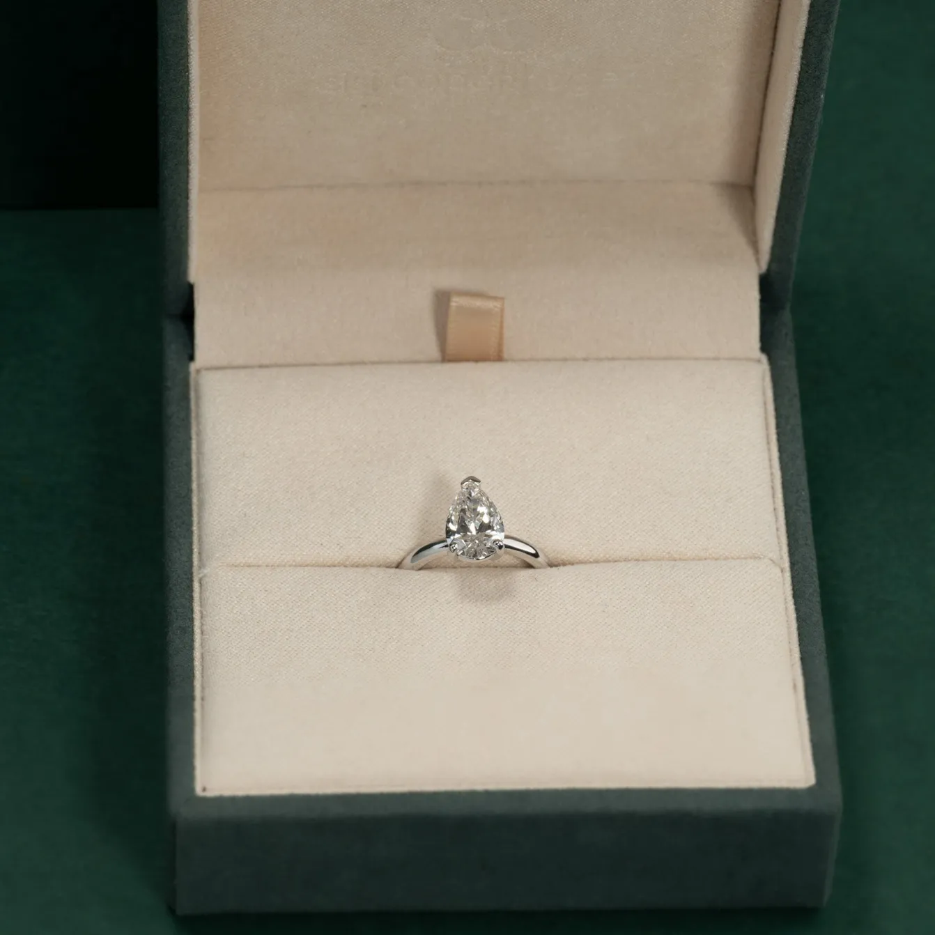 SOLITAIRE PEAR DIAMOND RING - 2.0ct - WG