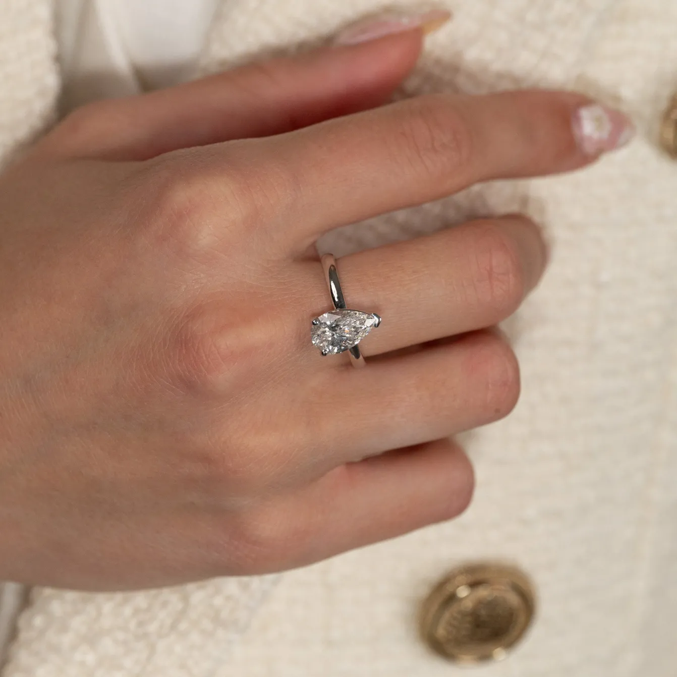 SOLITAIRE PEAR DIAMOND RING - 2.0ct - WG