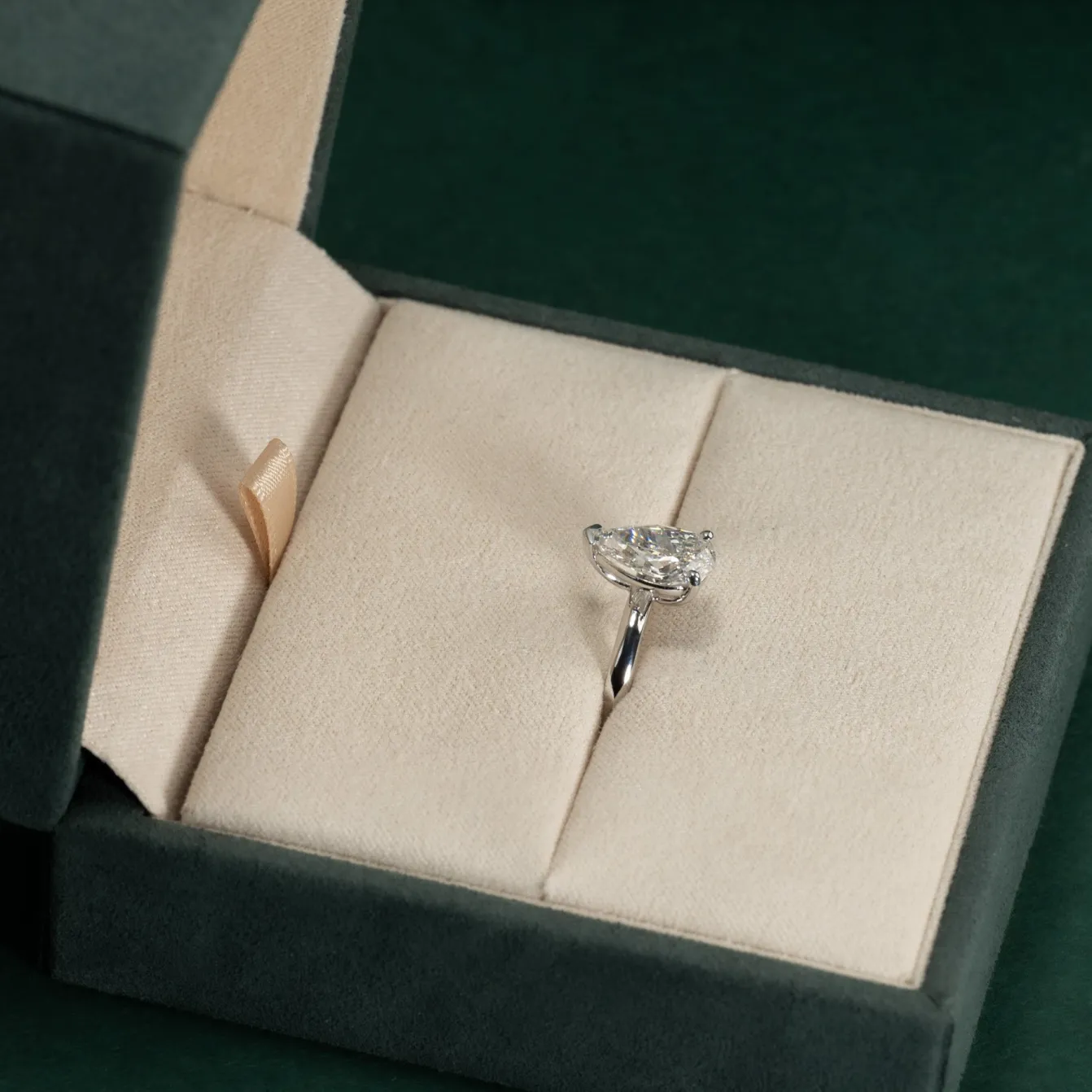 SOLITAIRE PEAR DIAMOND RING - 2.0ct - WG