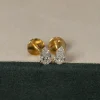 SOLITAIRE PEAR DIAMOND STUD EARRING - 0.5ct - YG