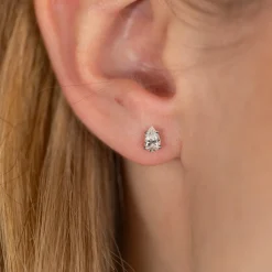 SOLITAIRE PEAR DIAMOND STUD EARRING - 0.5ct - WG