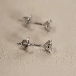 SOLITAIRE PEAR DIAMOND STUD EARRING - 0.5ct - WG