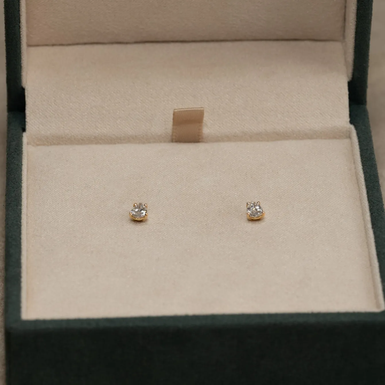 SOLITAIRE PEAR DIAMOND STUD EARRING - 0.5ct - YG