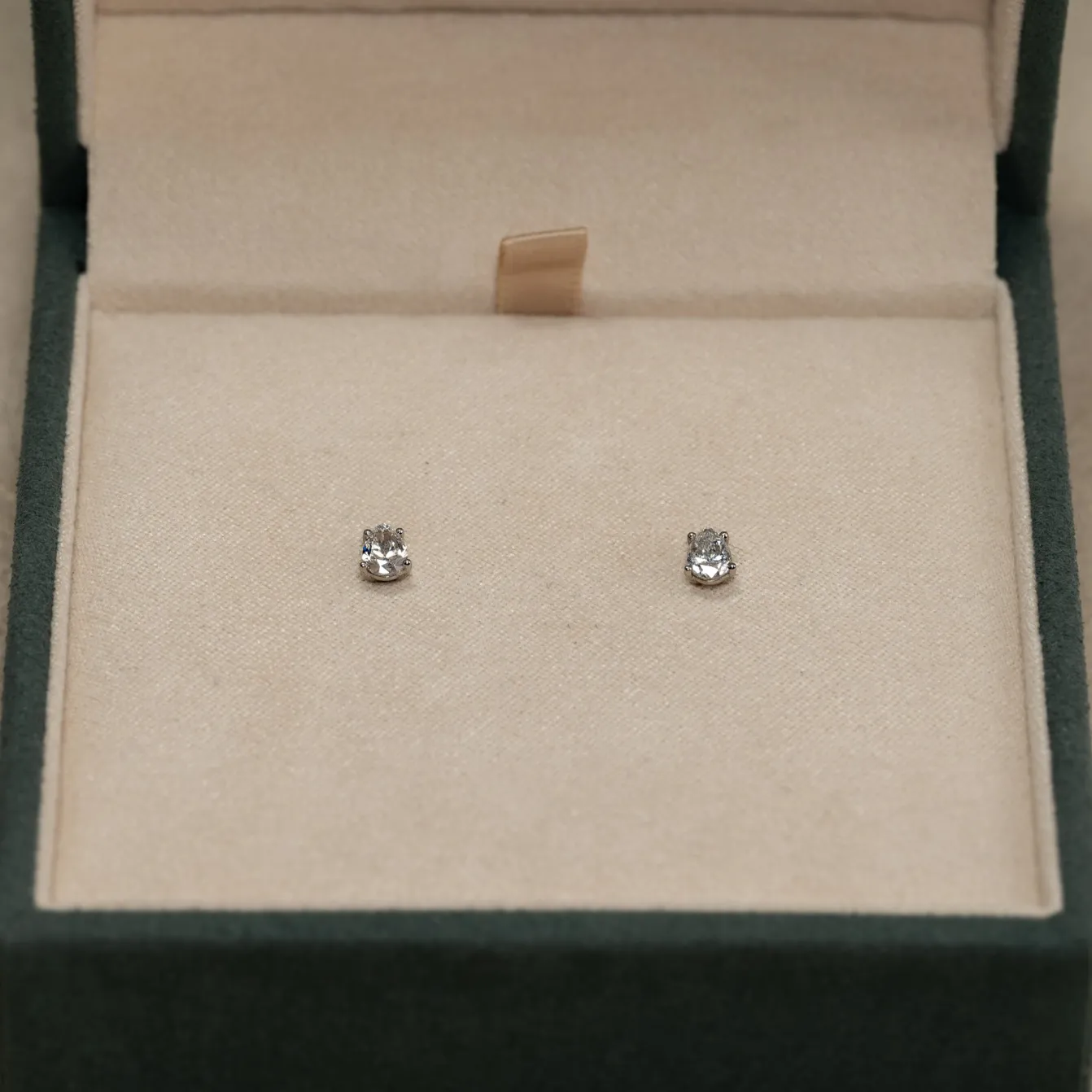 SOLITAIRE PEAR DIAMOND STUD EARRING - 0.5ct - WG