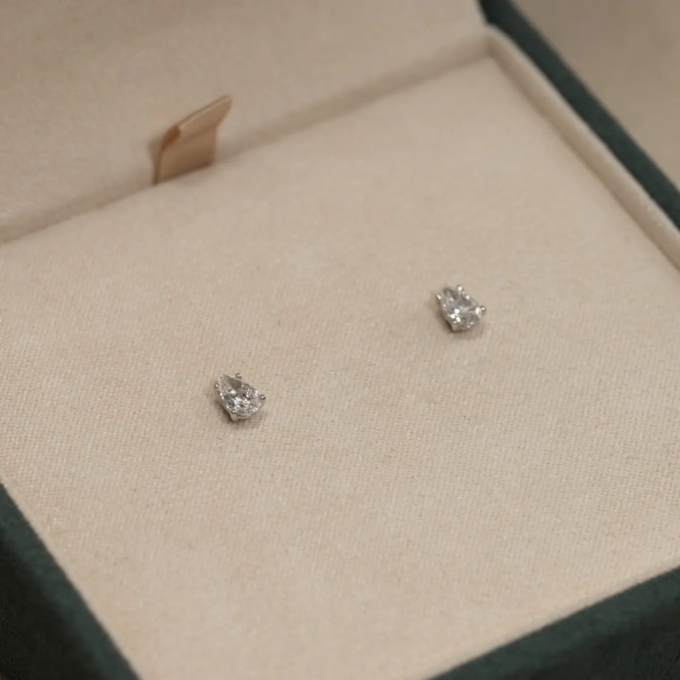 SOLITAIRE PEAR DIAMOND STUD EARRING - 0.5ct - WG