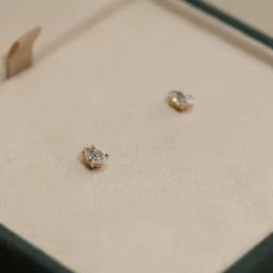 SOLITAIRE PEAR DIAMOND STUD EARRING - 0.5ct - YG