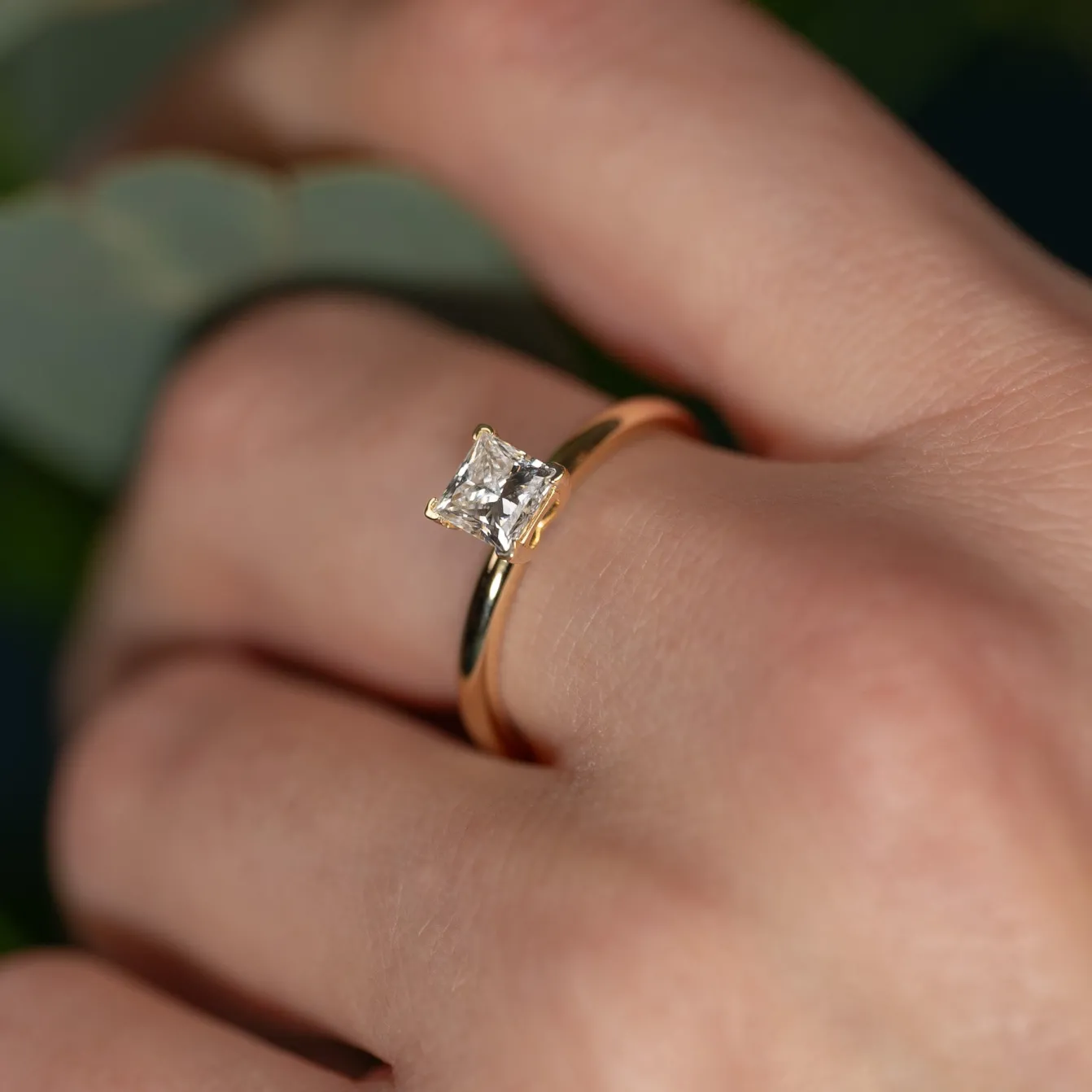 SOLITAIRE PRINCESS-CUT DIAMOND RING - 0.75ct - YG