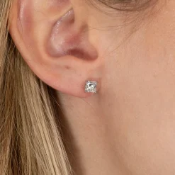 SOLITAIRE PRINCESS-CUT DIAMOND STUD EARRING - 1.15ct - WG