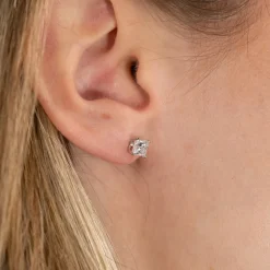 SOLITAIRE PRINCESS-CUT DIAMOND STUD EARRING - 1.15ct - WG