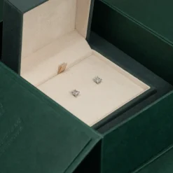 SOLITAIRE PRINCESS-CUT DIAMOND STUD EARRING - 1.15ct - WG