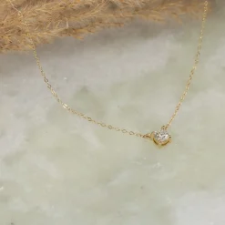 SOLITAIRE PRONG DIAMOND NECKLACE - 0.5ct - YG