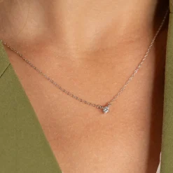 SOLITAIRE PRONG DIAMOND NECKLACE - 0.1ct - WG